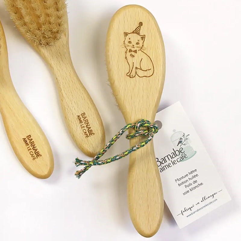 Wooden Baby Hair Brush – Cat