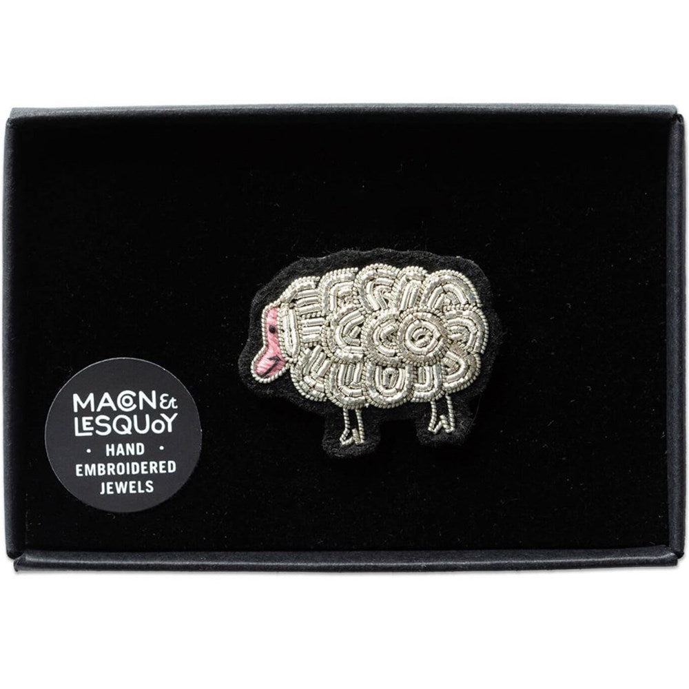 Hand Embroidered Sheep Pin