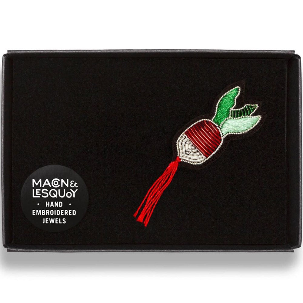 Hand Embroidered Small Radish Pin
