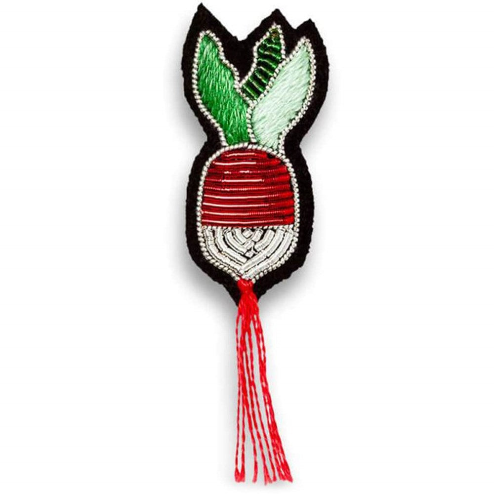 Hand Embroidered Small Radish Pin